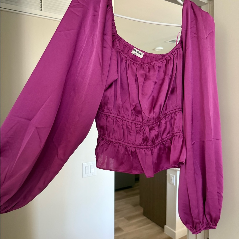 Vici Pink Ruched Peplum Blouse